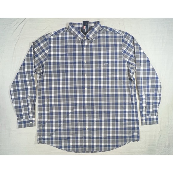 Men's Vineyard Vines NWT 2X Long Sleeve Button-Down Shirt Grey Harbor XXL New 2X - Picture 6 of 11